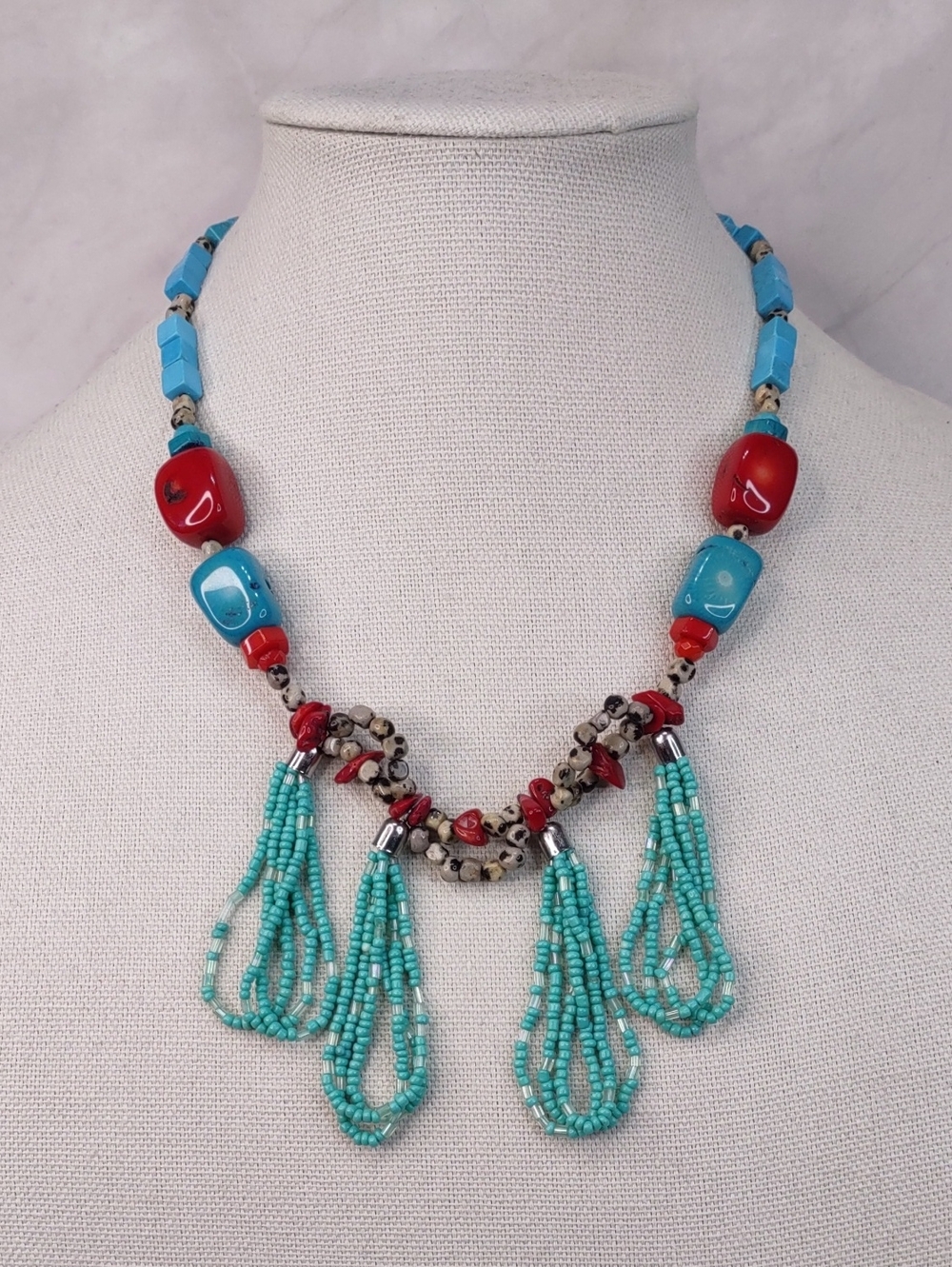 Artisan Crafted Bamboo Coral/Bead Necklace